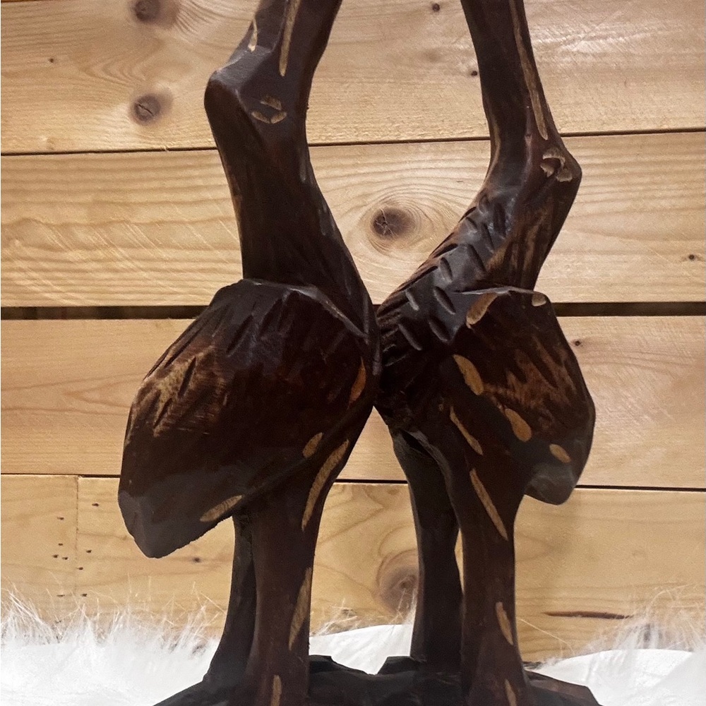 Wooden Sculpture of crane birds